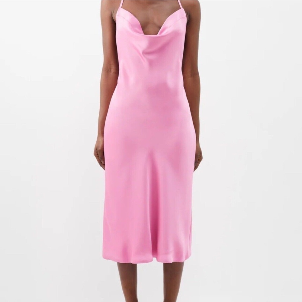 Norma Kamali Bias-cut crepe-satin midi dress Pink Sz 8